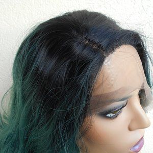 Blue/teal ombre lace front synthetic wig